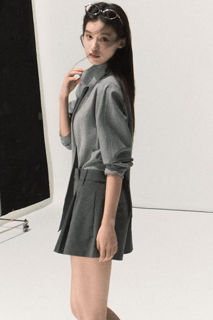 Intelligence Streamer Shoulder Padded Backless Top Shorts Set- Up