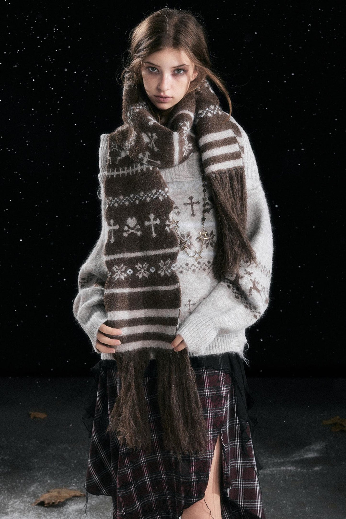 Fair Isle Wave Jacquard Scarf