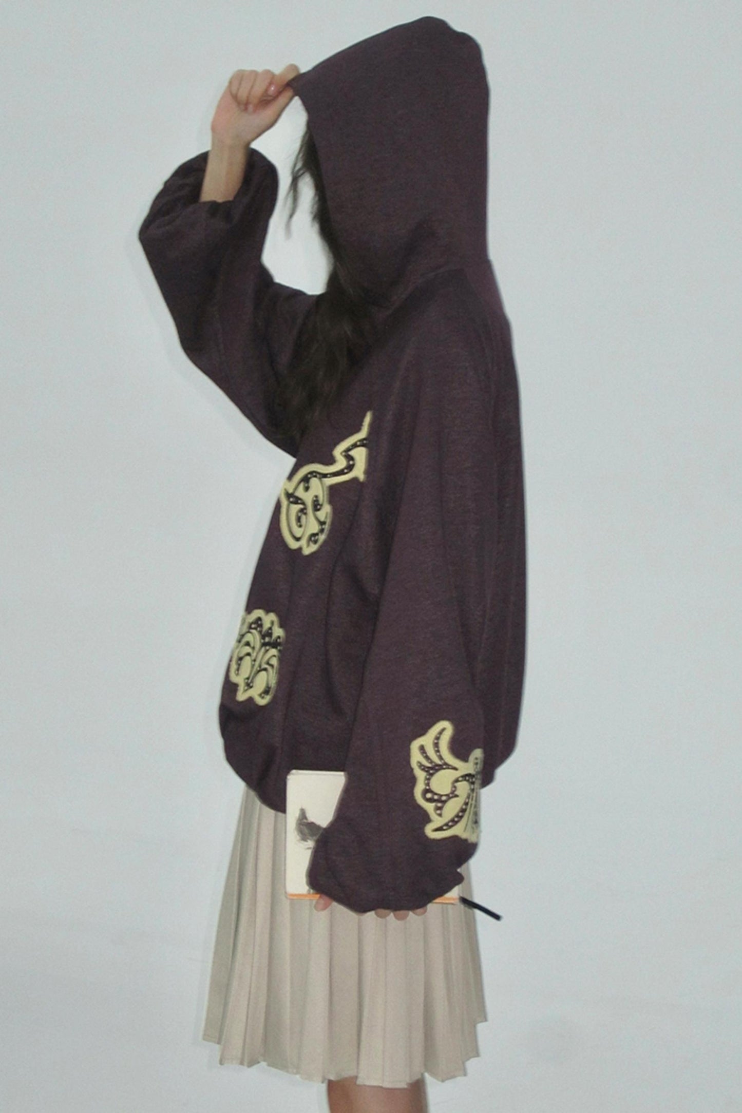 Purple Embroidered Hooded Jacket