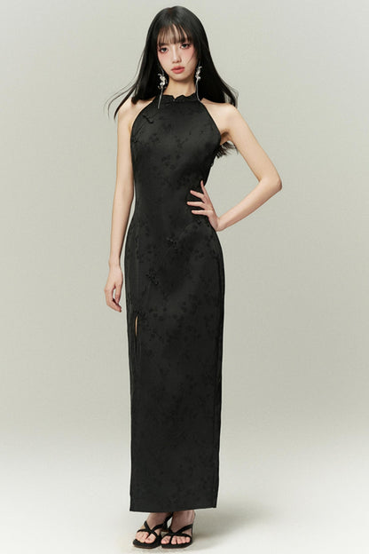 High-Slit Vintage Chinese Dress