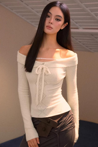 Elegant Crochet One-Shoulder Sweater