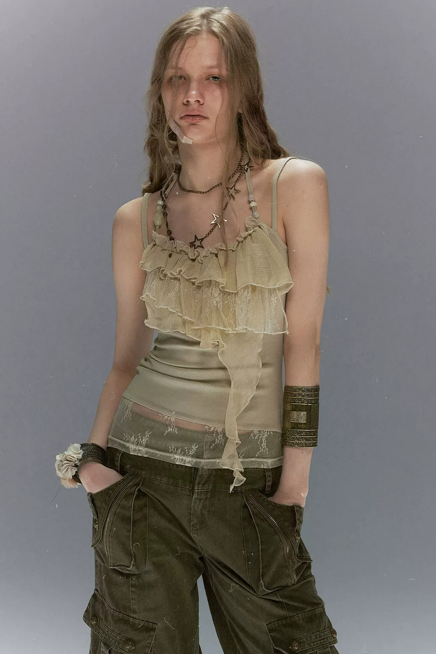 Tie-Dye Beaded Lace Camisole Top
