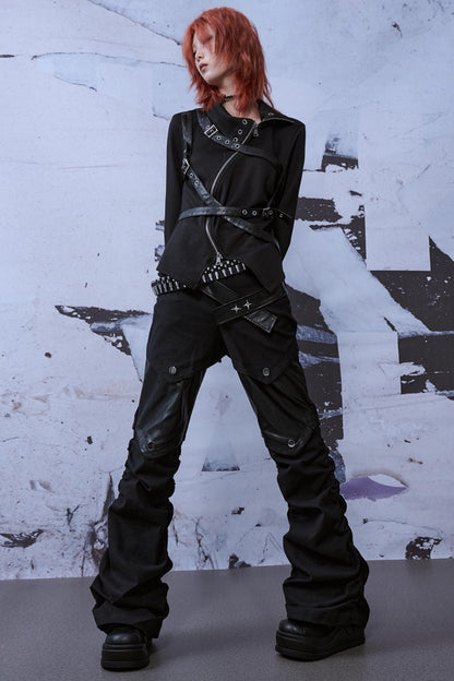 Metallic Turtleneck Knit Top