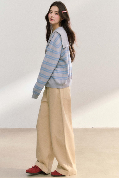 Striped Basic Cardigan Sweater