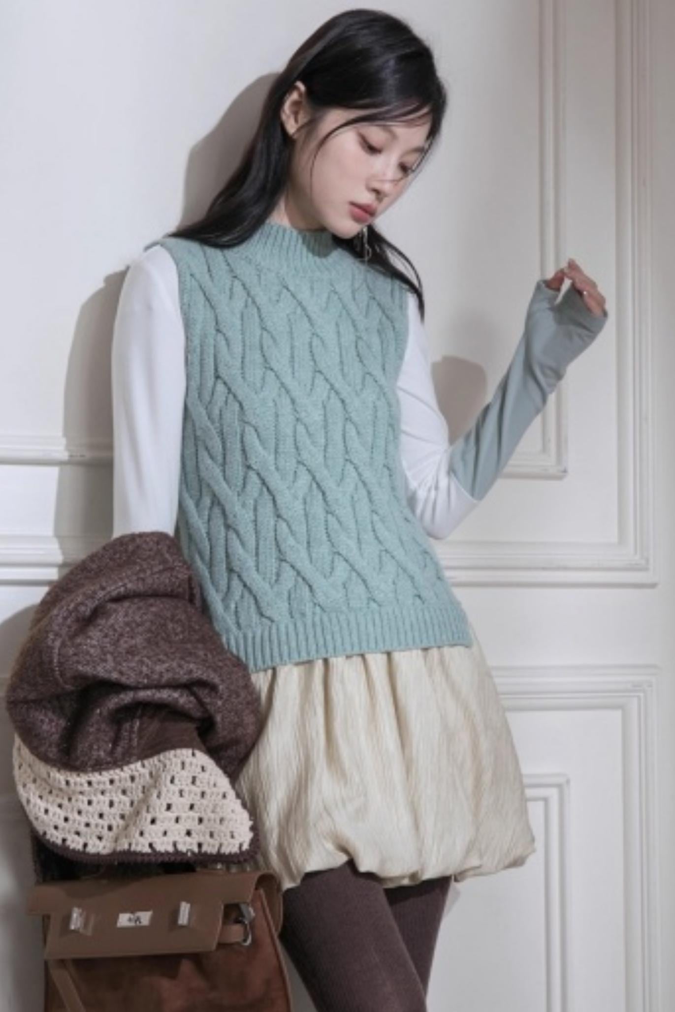 Lake Blue Wool Patchwork Dress