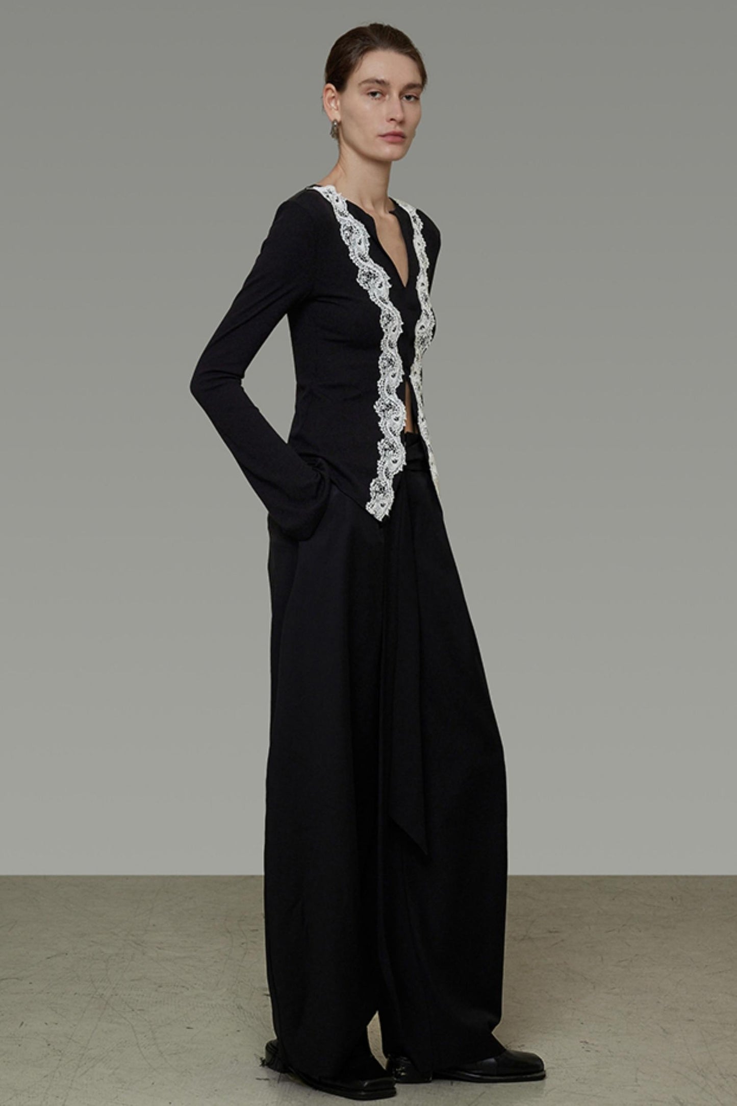 Lace Knitted V-Neck Sweater