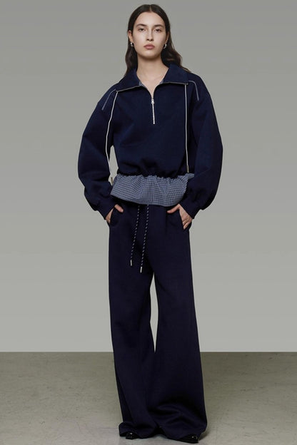 Contrasting Stand Collar Sweatshirt