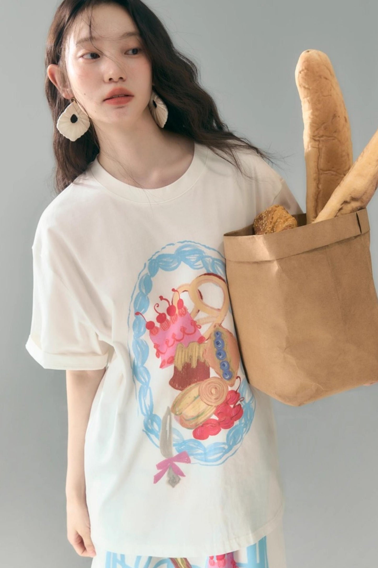 Hand-Painted Crewneck Cotton T-Shirt