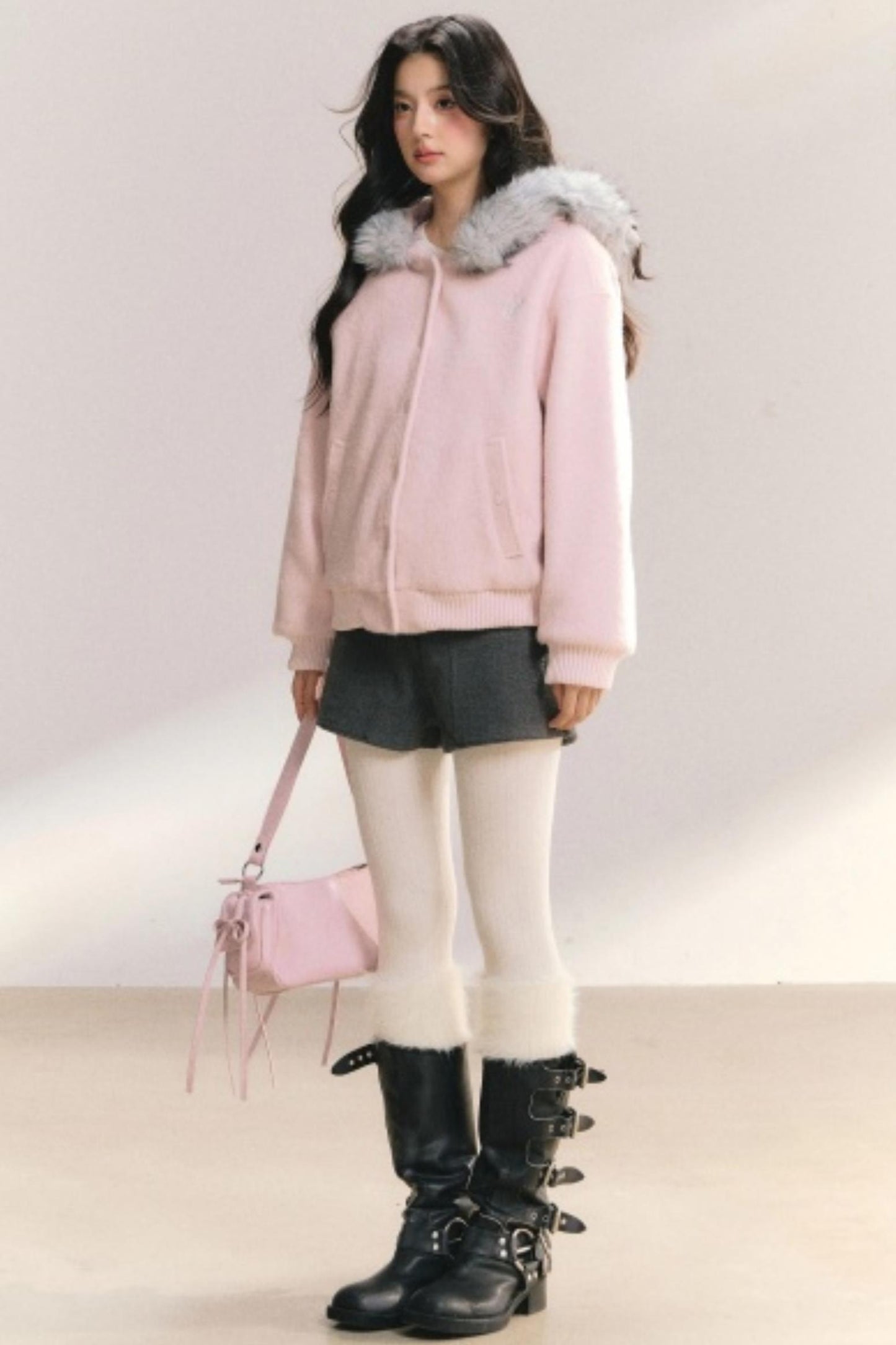 Pink Peach Woolen Jacket