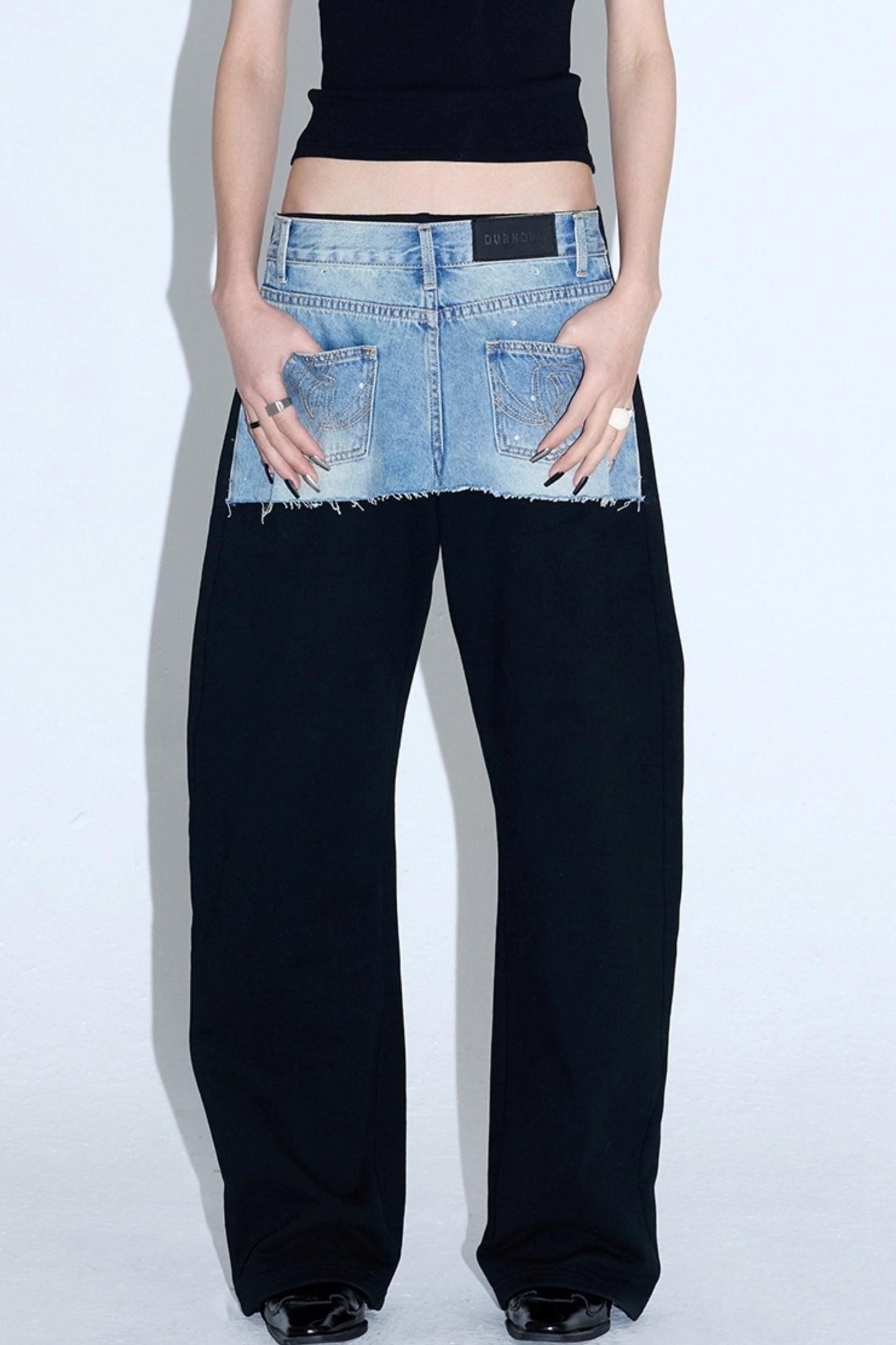 Patchwork Fake Two-Piece Pants