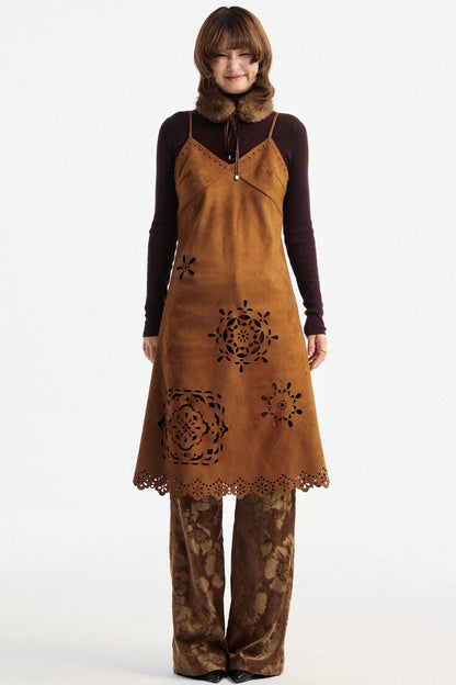 Two-Tone Lace Suede Dress