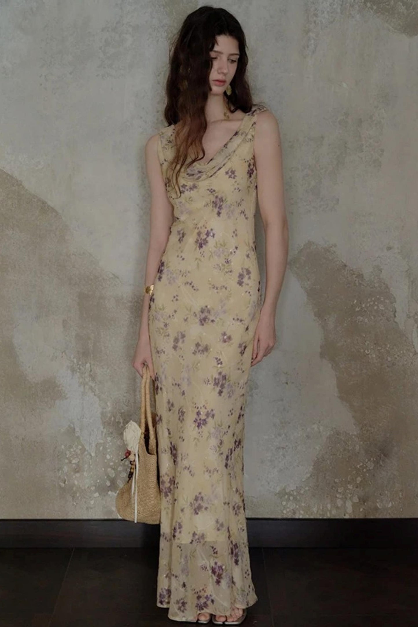 Burnt Floral Jacquard Dress