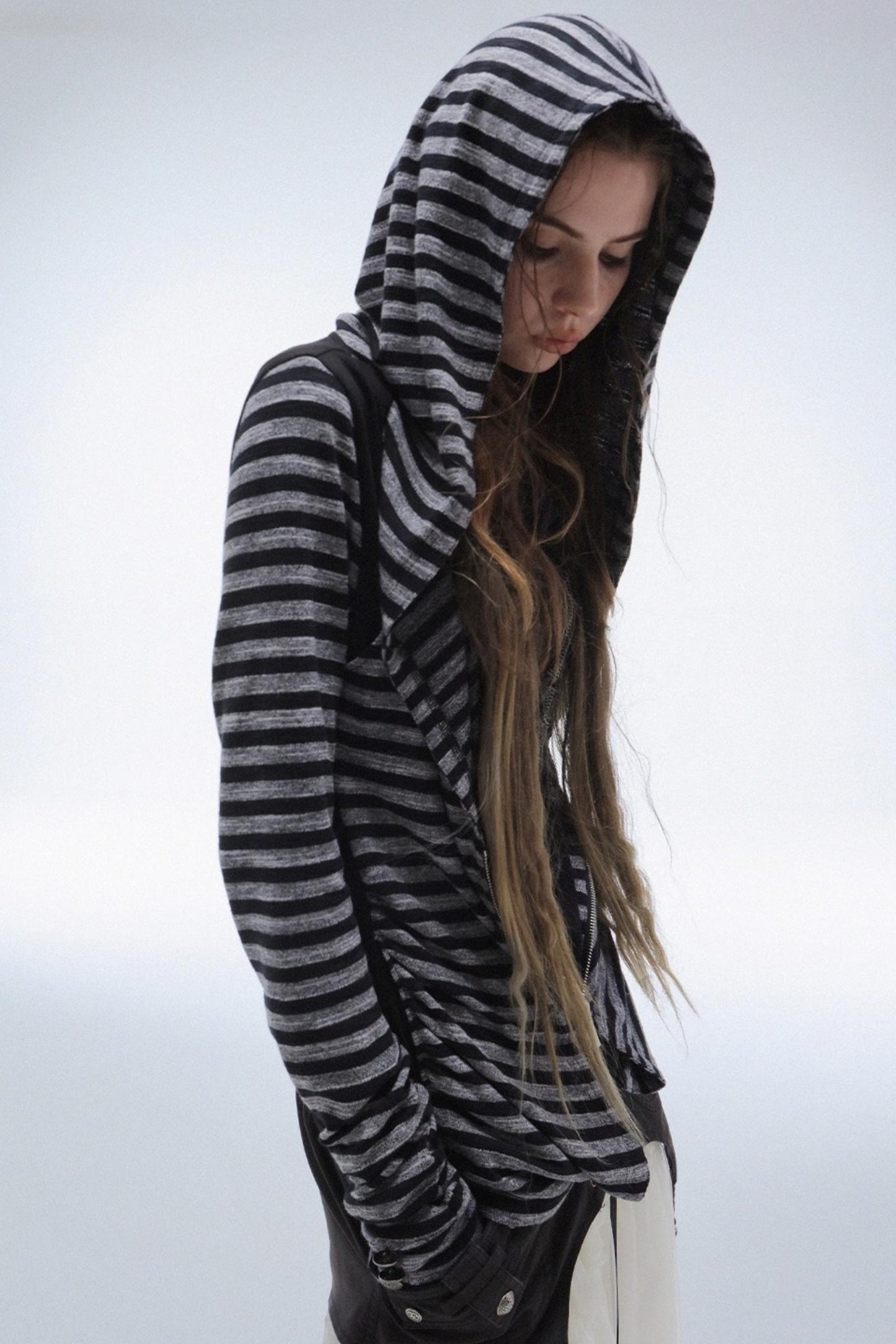 Long Sleeve Patchwork Zip Hooded Jacket