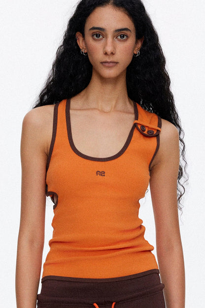 Asymmetrical Color-Blocking Tank Top