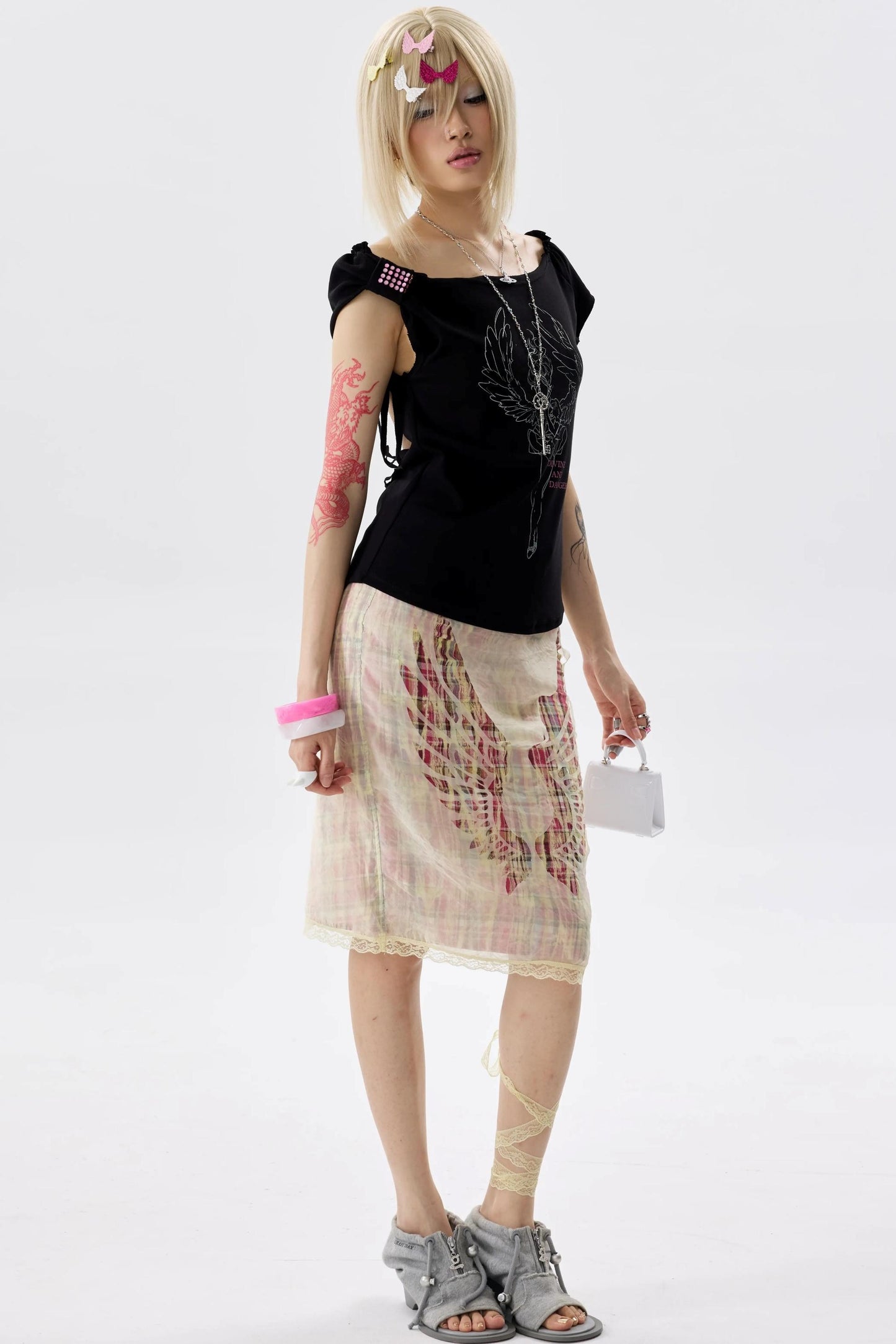 Two-Color Rhinestone Ruched Top