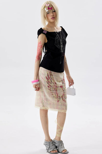 Two-Color Rhinestone Ruched Top