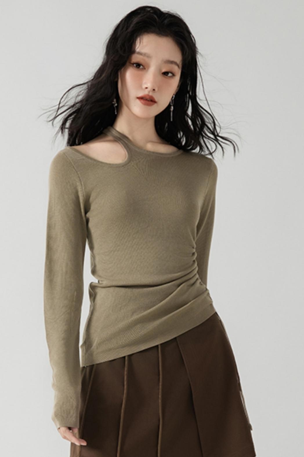 Drawstring Knitted Base Layer Top