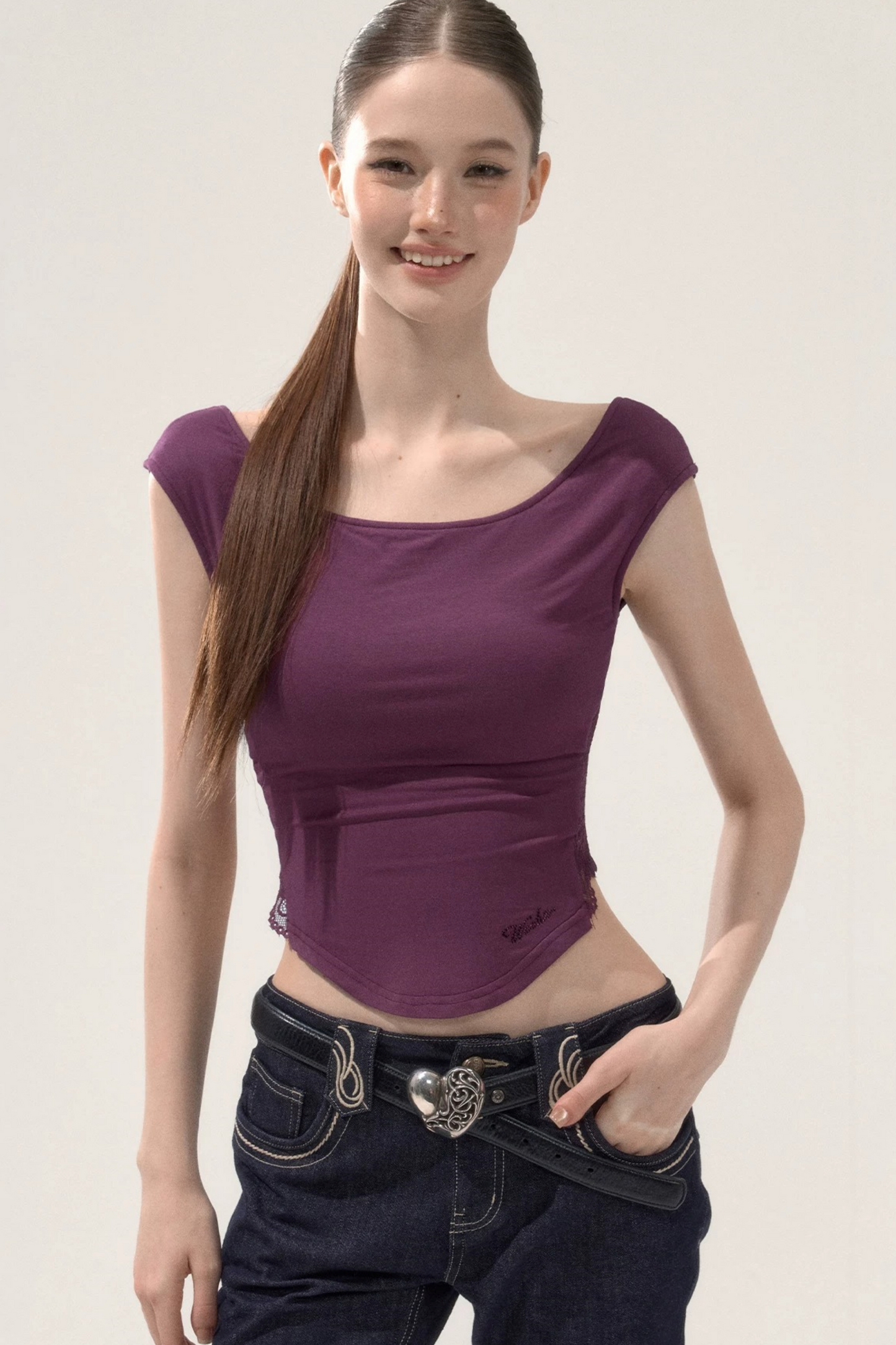 Lace Patchwork Backless Top