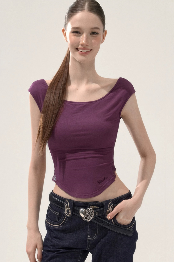 Lace Patchwork Backless Top