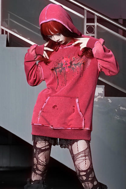 Devil Rust Red Hooded Top