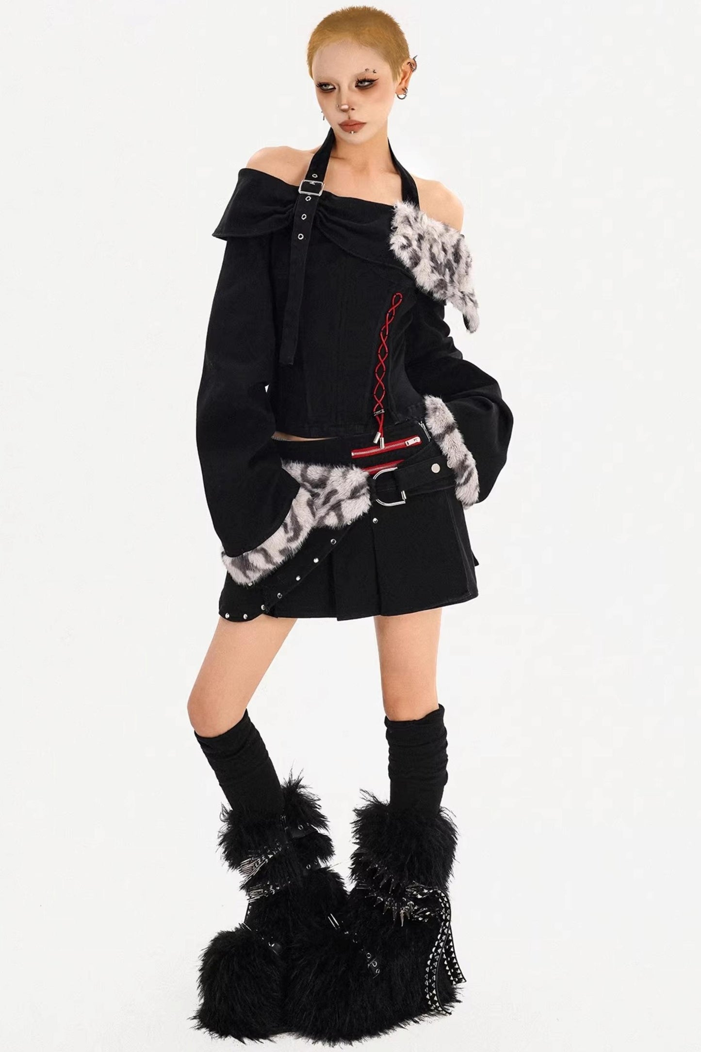 Jeansrock mit Leopardenmuster