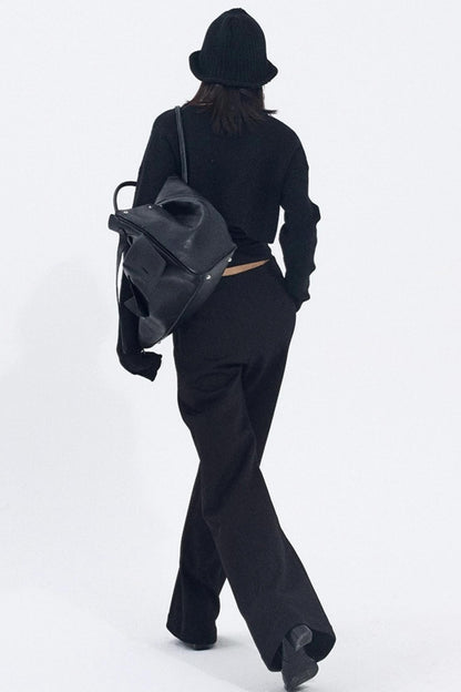 Solid V-Waist Fleece Pants