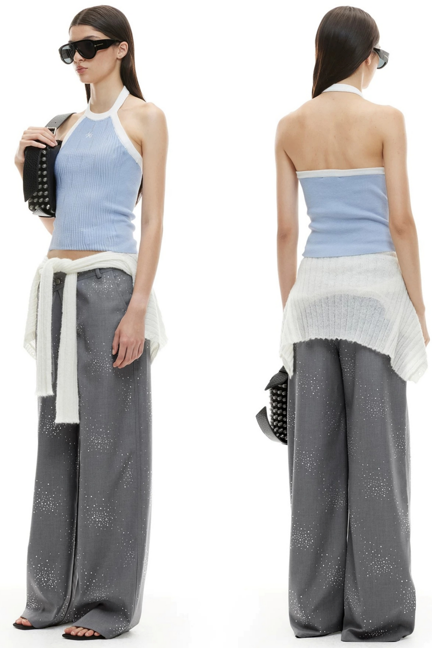 Wool Irregular Color-Block Vest