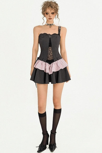 Lace Gray Bandeau Dress Set