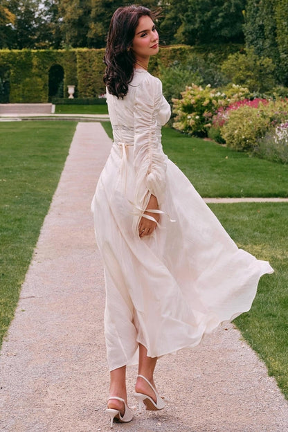 French court style V-Neck Satin Dress