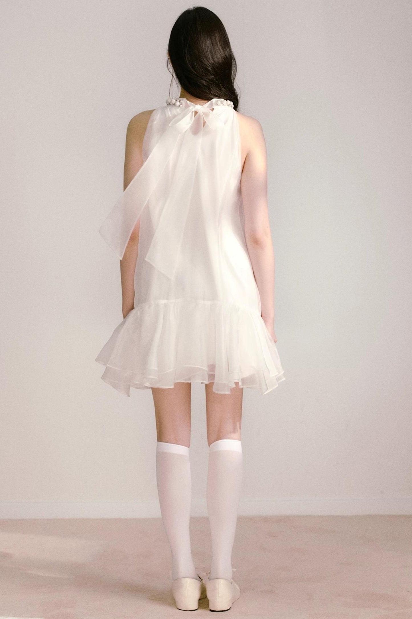 Ethereal Pearl Organza Dress