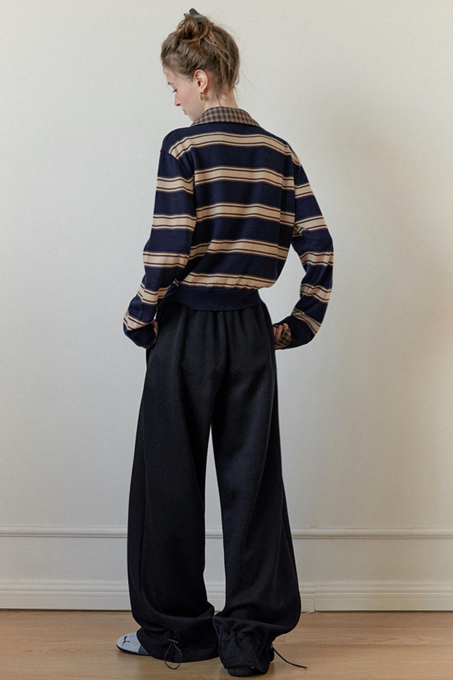 Retro Knit Plaid Top