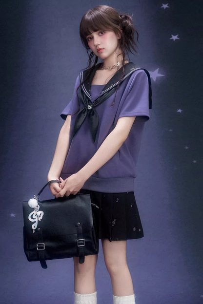 Deep Purple Sailor Collar Dress