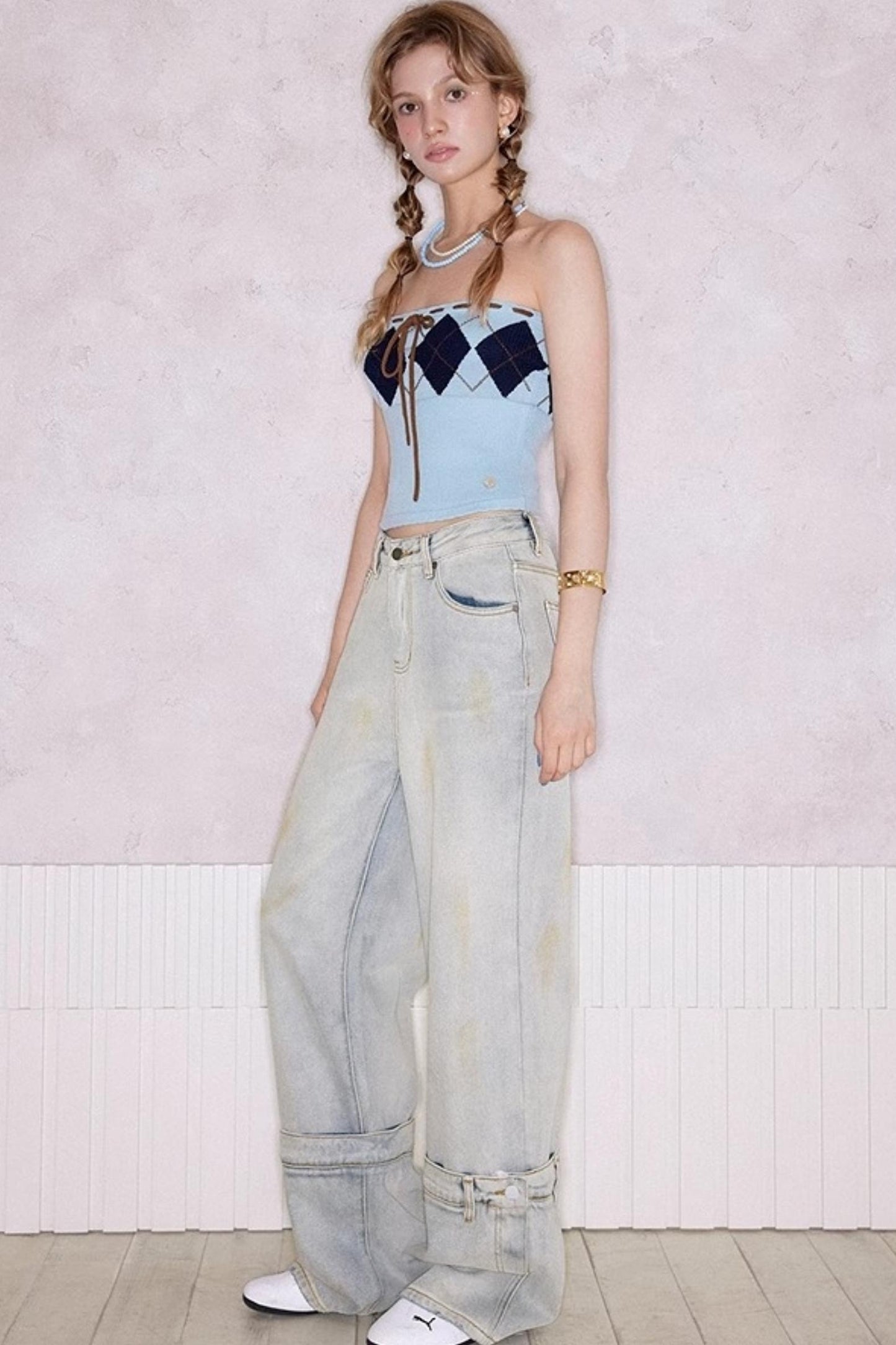 Blue Diamond Cashmere-Silk Smocked Top