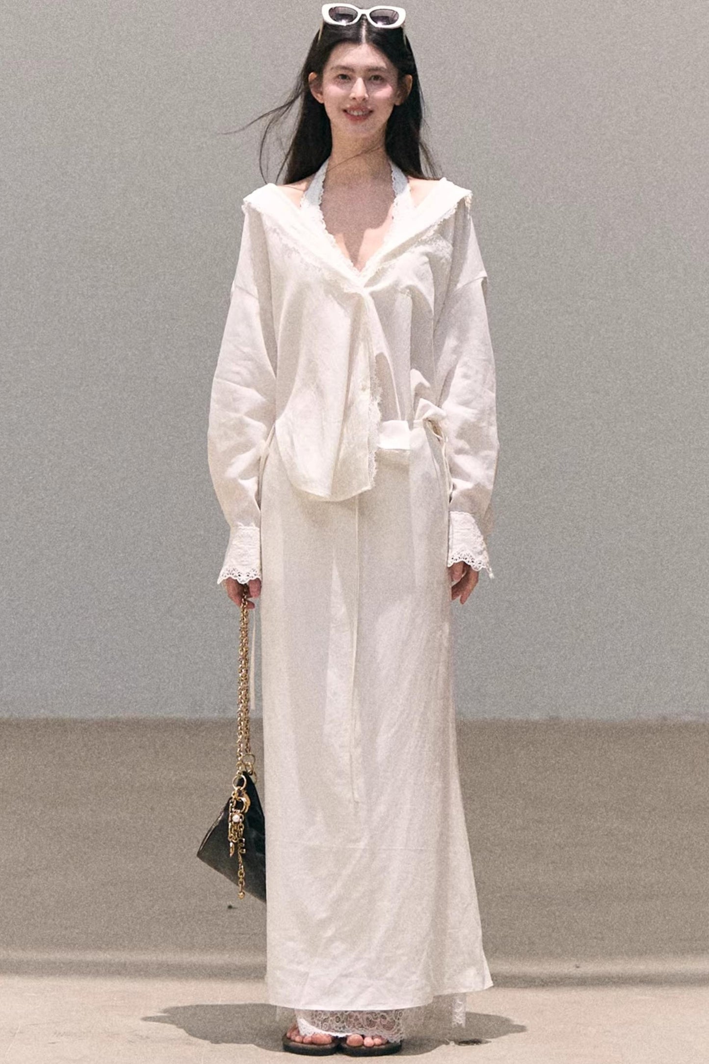 Lyocell Embroidered Draped Skirt Set-Up