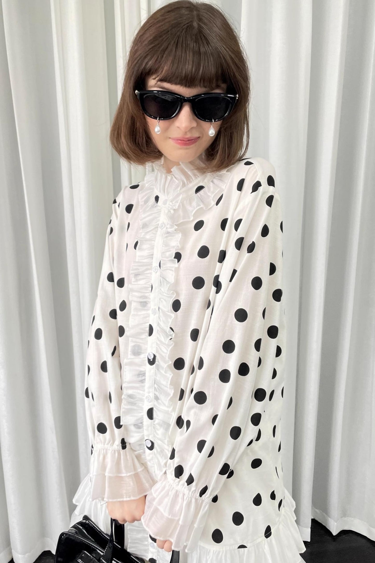 Polka Dot Lace Blouse Top