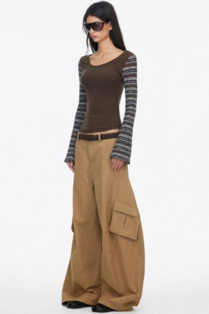 Distressed Wide-Leg Cargo Pants