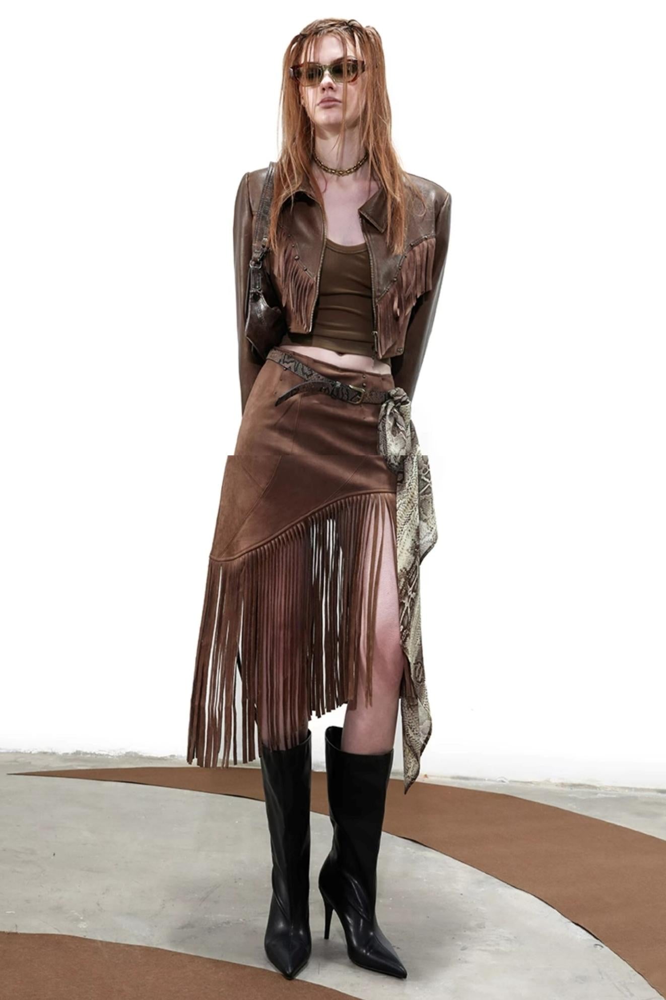 Snipe Fringe Midi Skirt