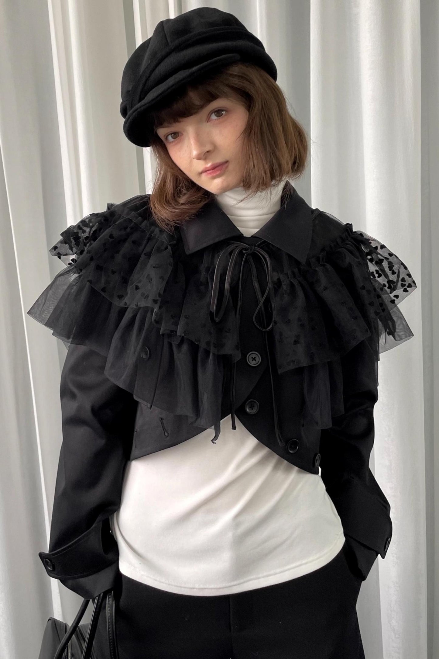 Deodorizing Mesh Lace-Up Shawl Cape