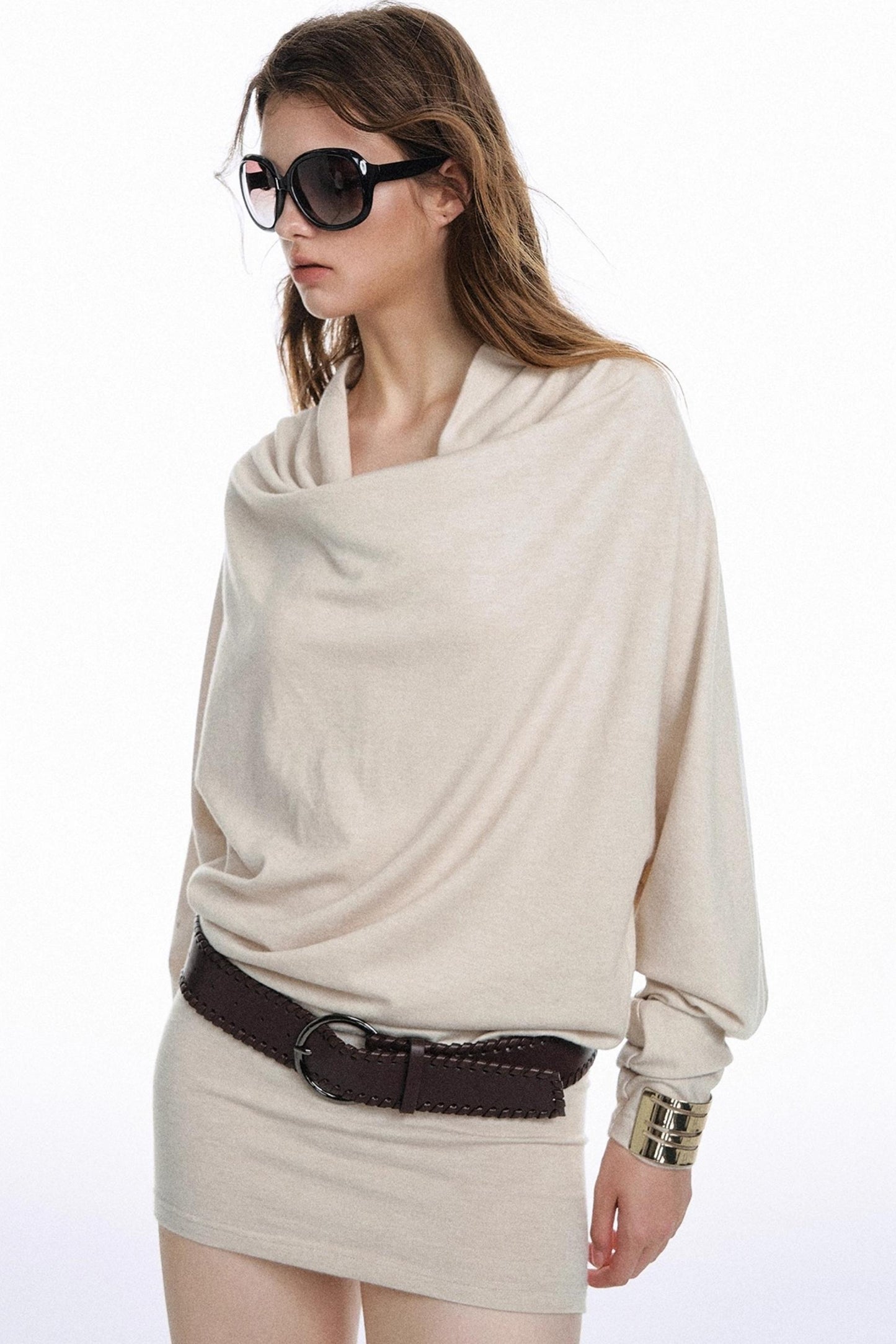 Lazy Style Off-The-Shoulder Knitted Dress