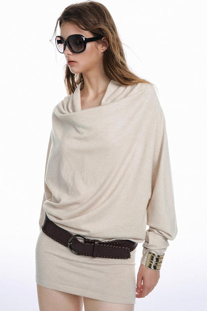 Lazy Style Off-The-Shoulder Knitted Dress