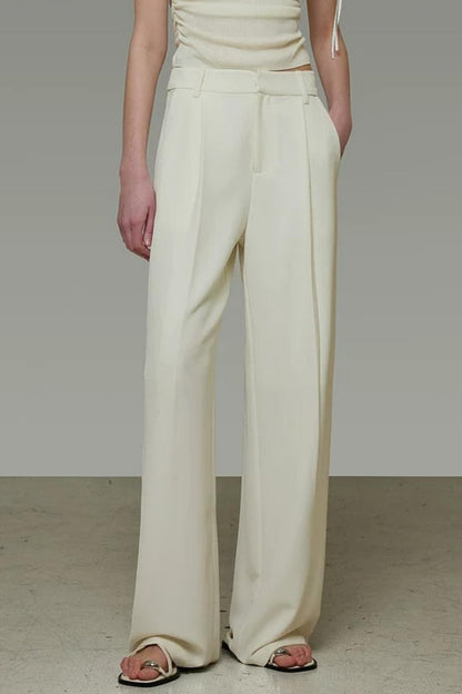 Off-White Pleated Wide-Leg Pants