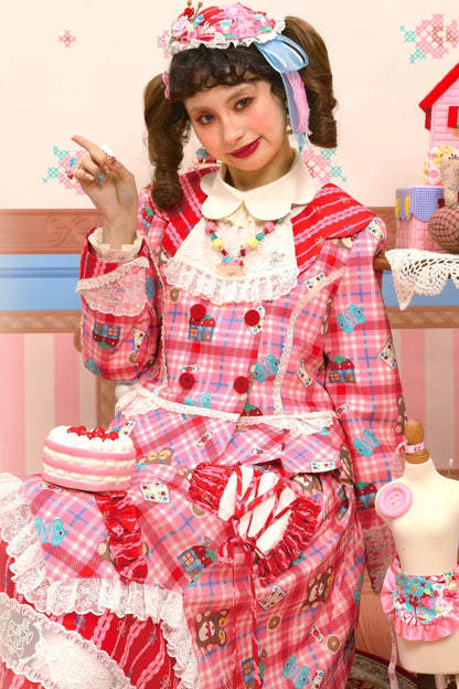 Plaid Lace Blazer & Skirt Set-Up