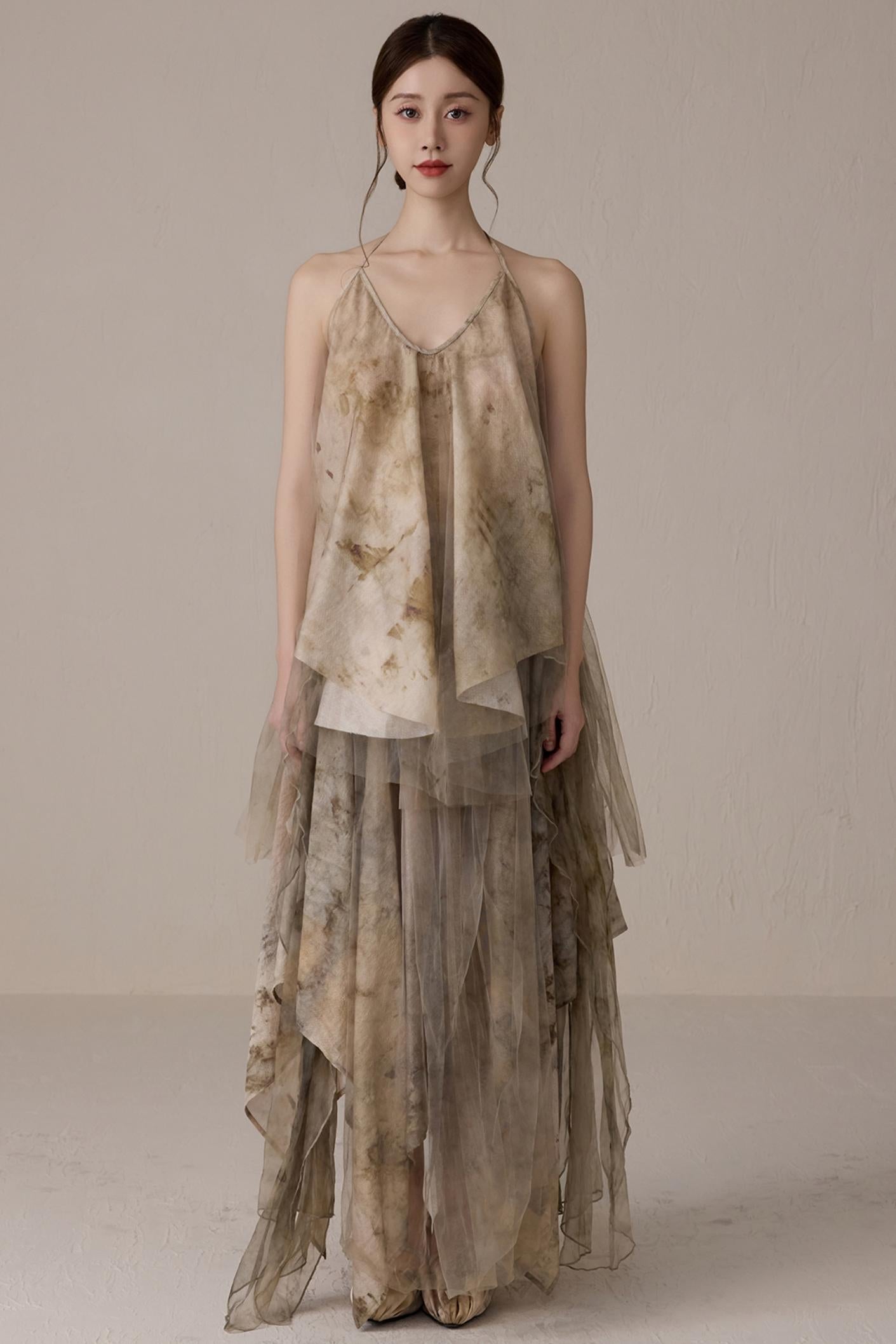 Floral Mesh Tie Neck Camisole