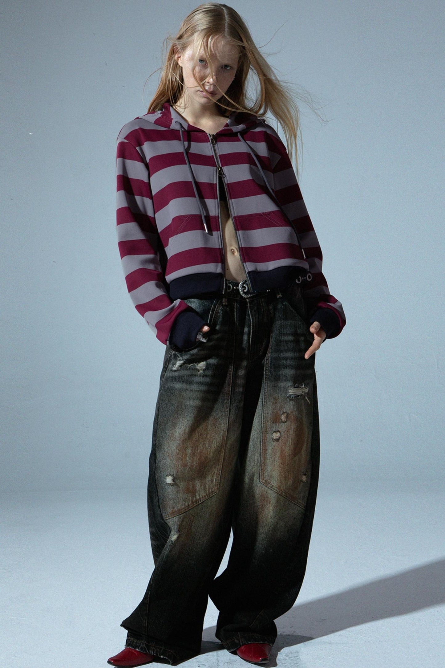 Relaxed Wide Leg Mud Dye Jeans Pants