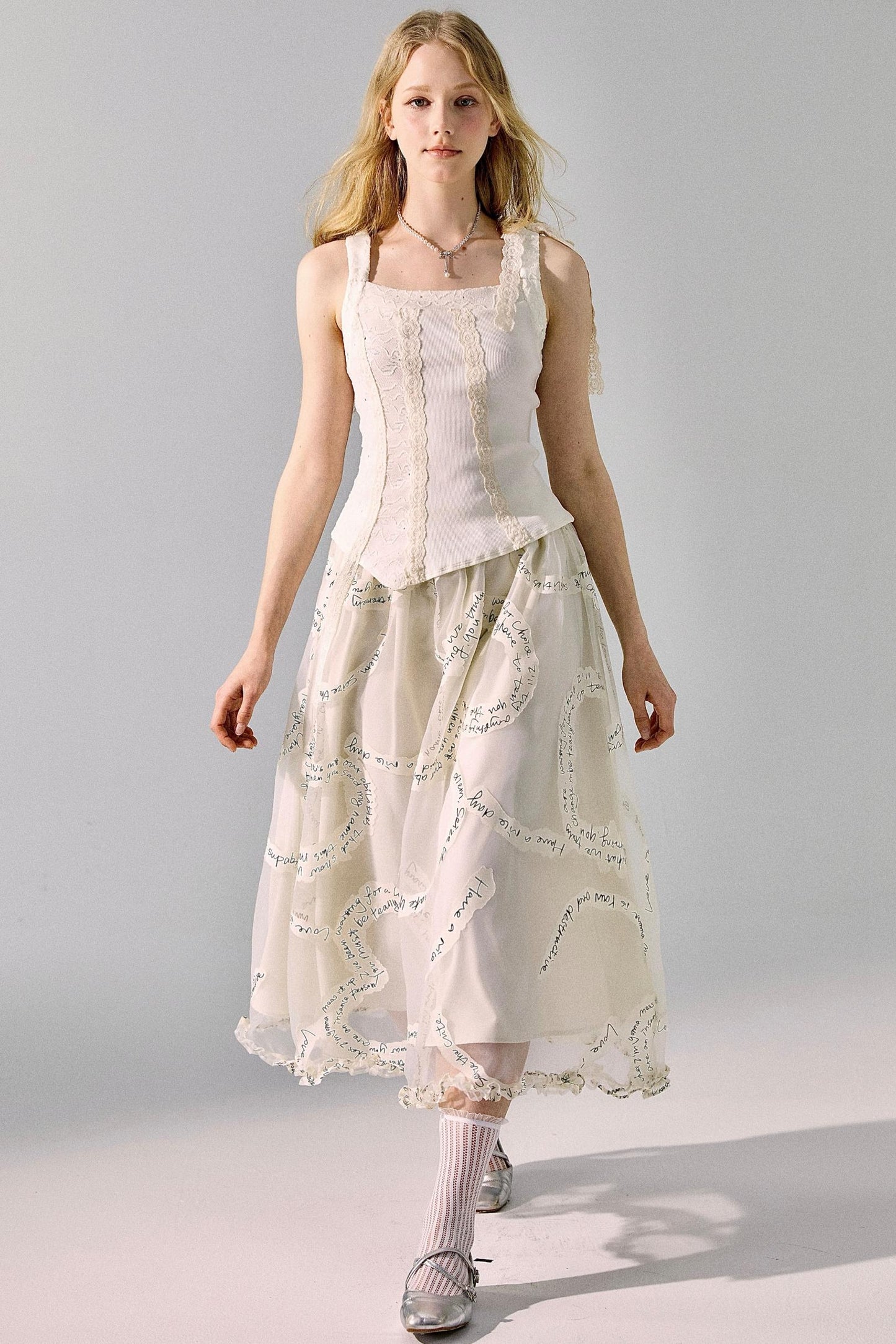 Lace Monogrammed Bustier Skirt