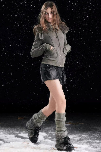 Autumn Flower Bud Denim Shorts