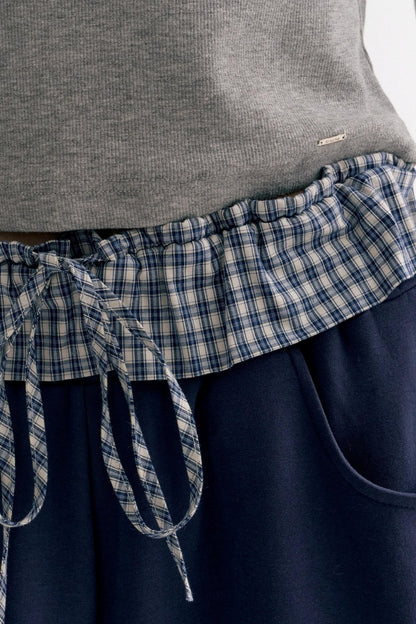 Lazy Contrast Wide-Leg Sweatpants