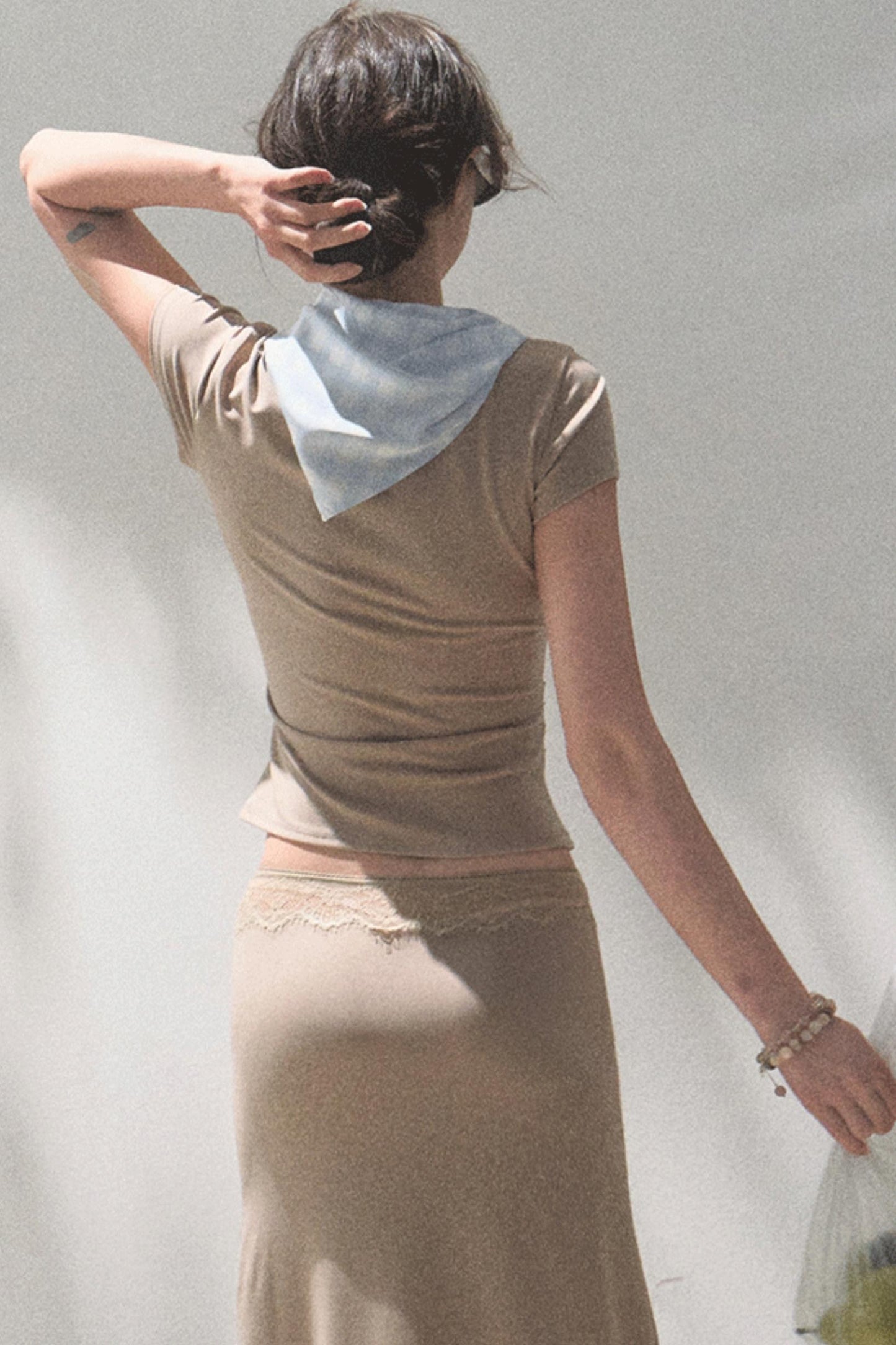 Lace-Trimmed High Waist Skirt