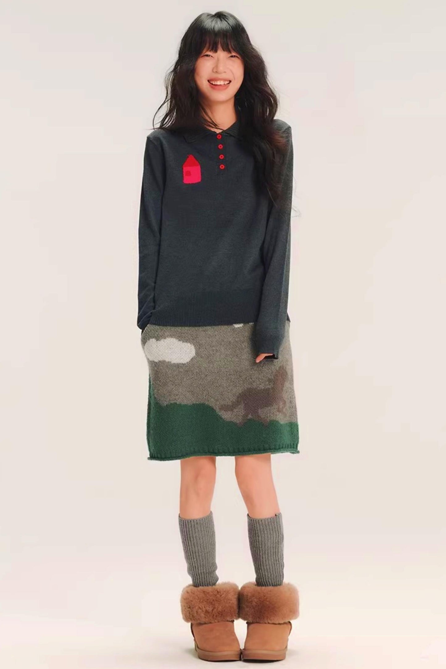 Chunky Knit Polo Wool Sweater