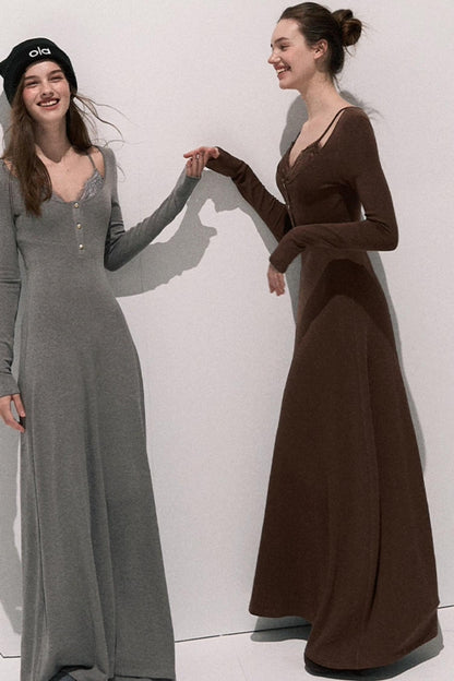 Basic Lace Knit Waist Dress